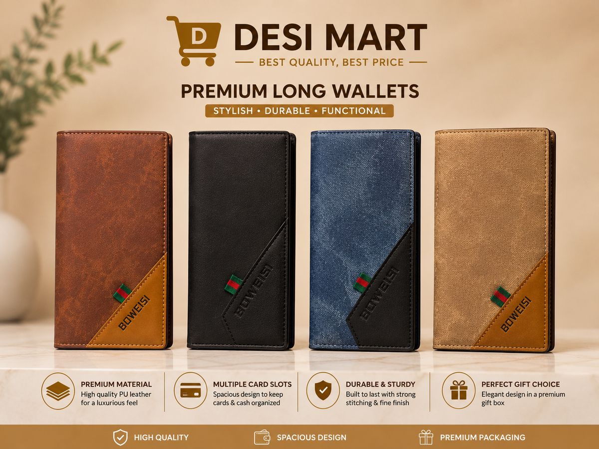 BOWEISI Leather Long Wallet for Men