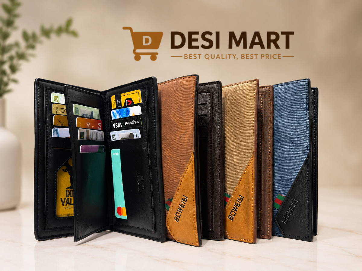 BOWEISI Leather Long Wallet for Men
